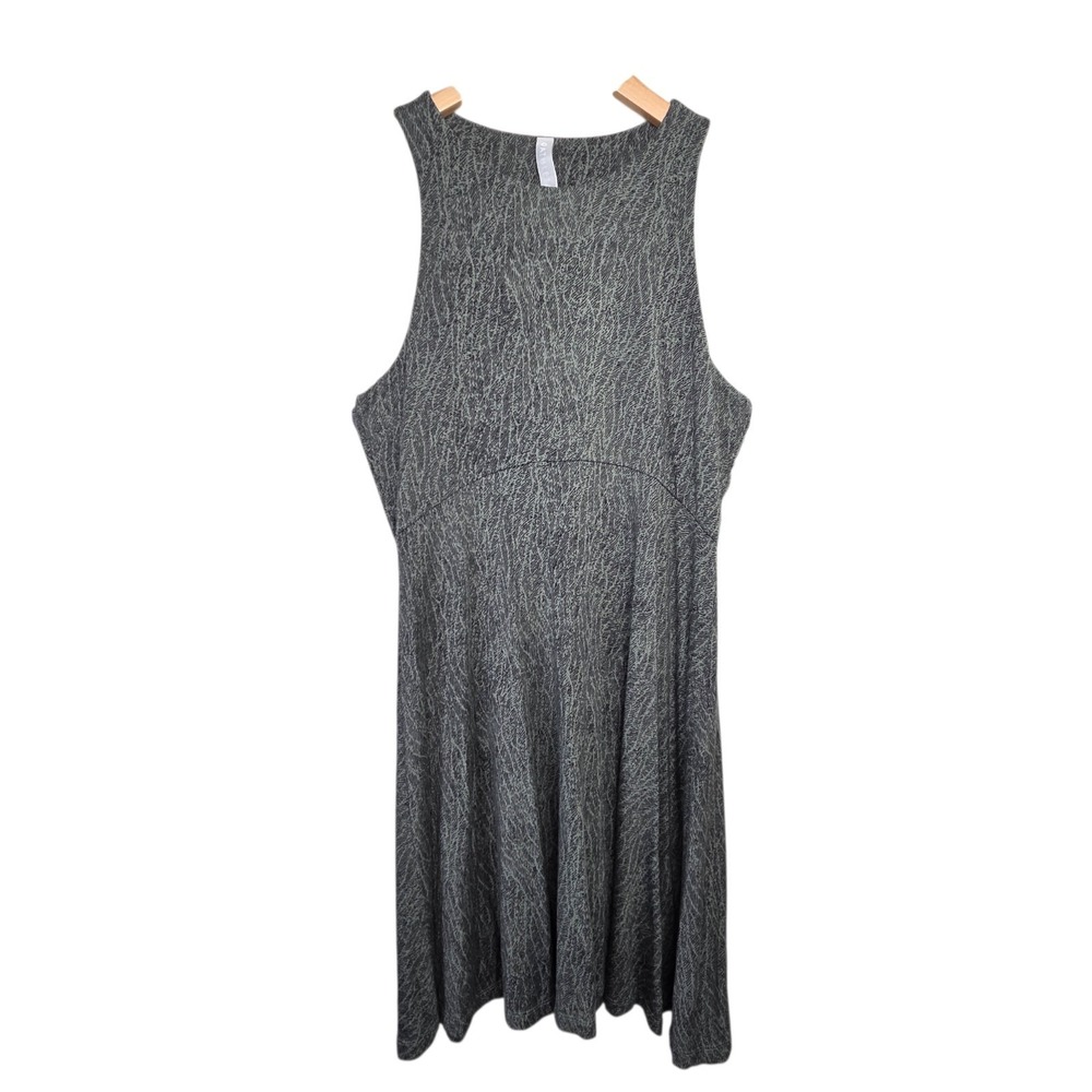 Athleta Santorini Thera Printed Gray Fit Flare Dress SZ M Sleeveless Athleisure